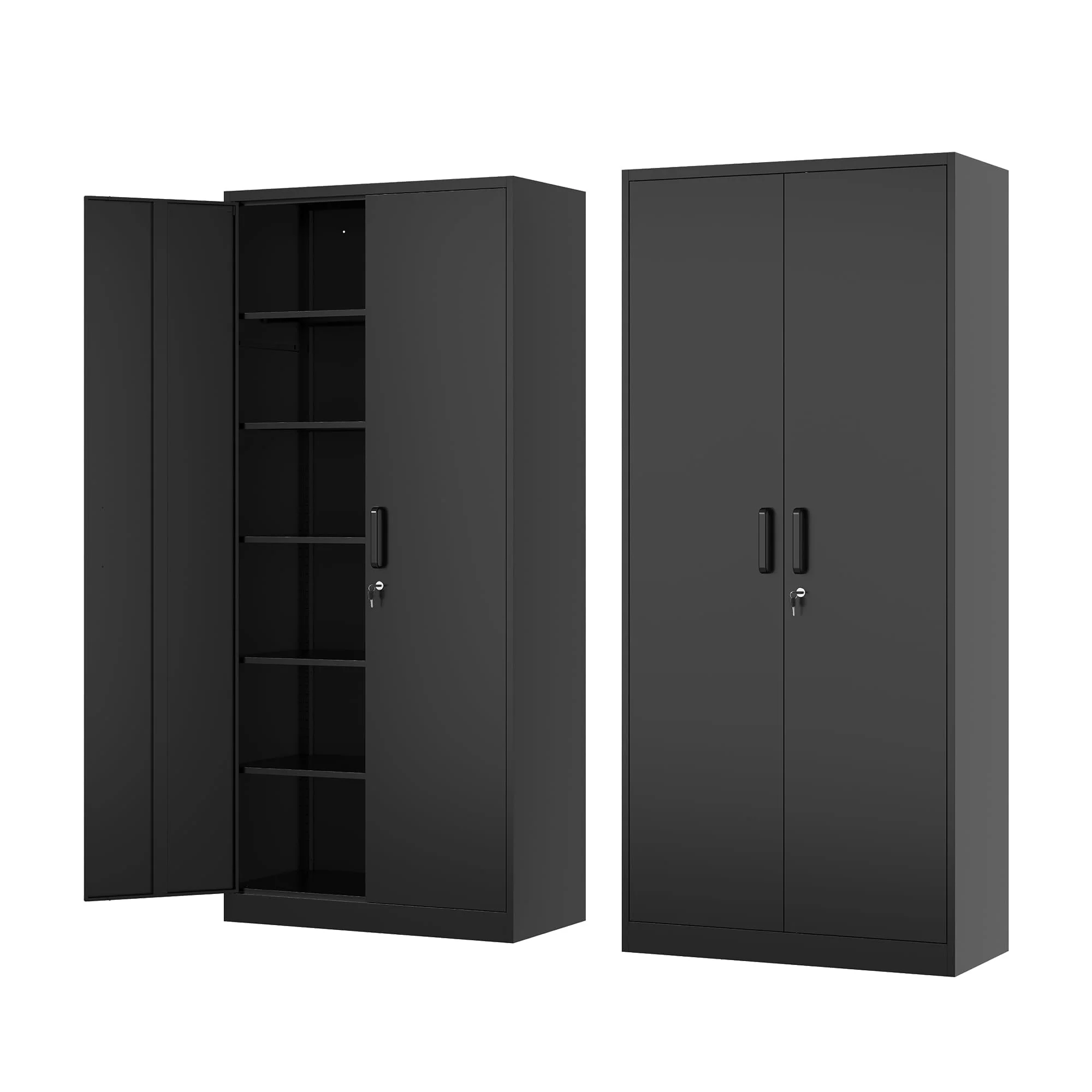 STANI Metal Storage Cabinet, 71- Tall Steel Cabinets with Locking Door and 5 Adjustable Shelves, Steel Classic Storage Cabinet for Home, School, Office, Garage