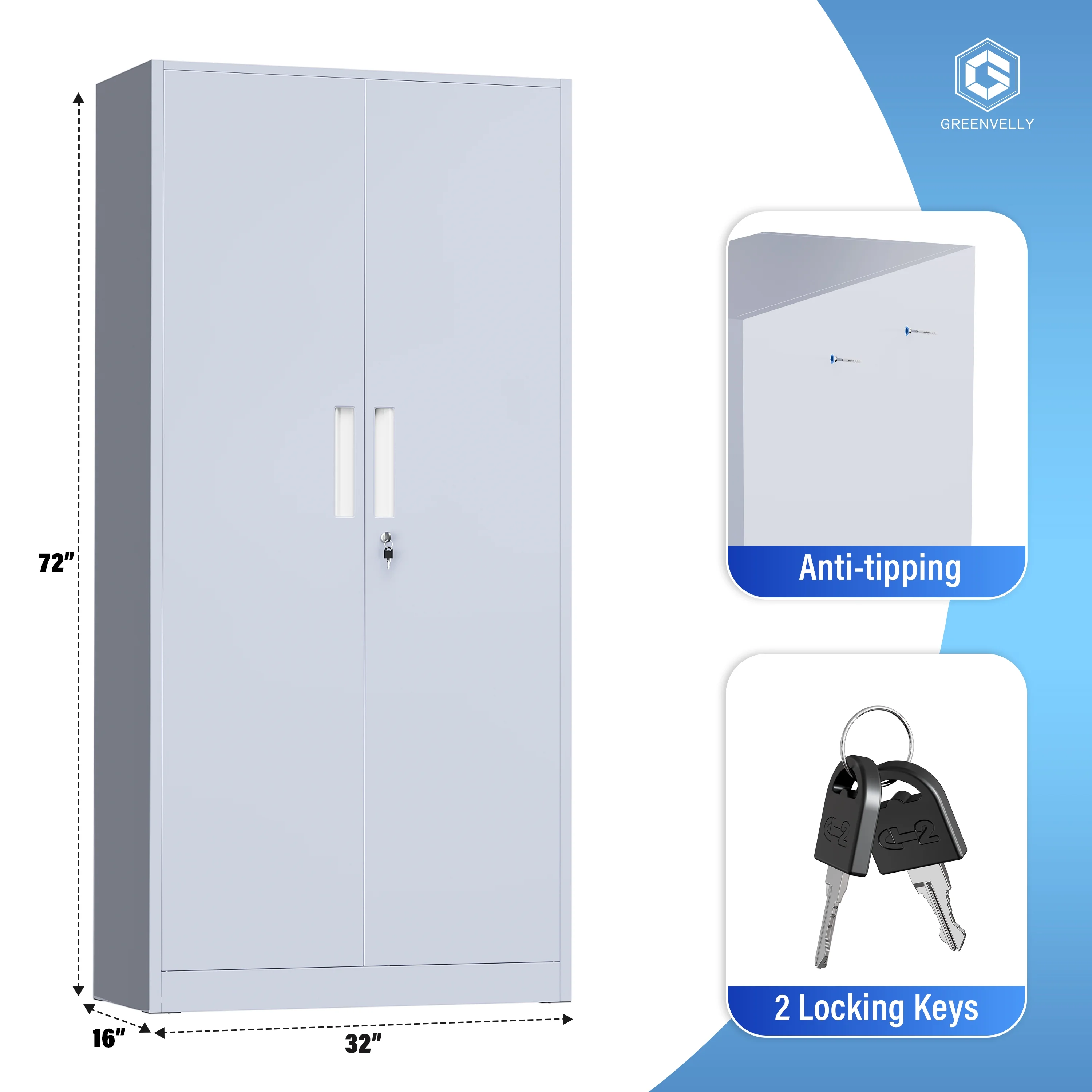 SUNCROWN 71 In Metal Storage Garage Cabinets with Locking Doors and Adjustable Shelves, Steel Storage Cabinet for Garage, Office, Classroom, Assemble Required(Black)