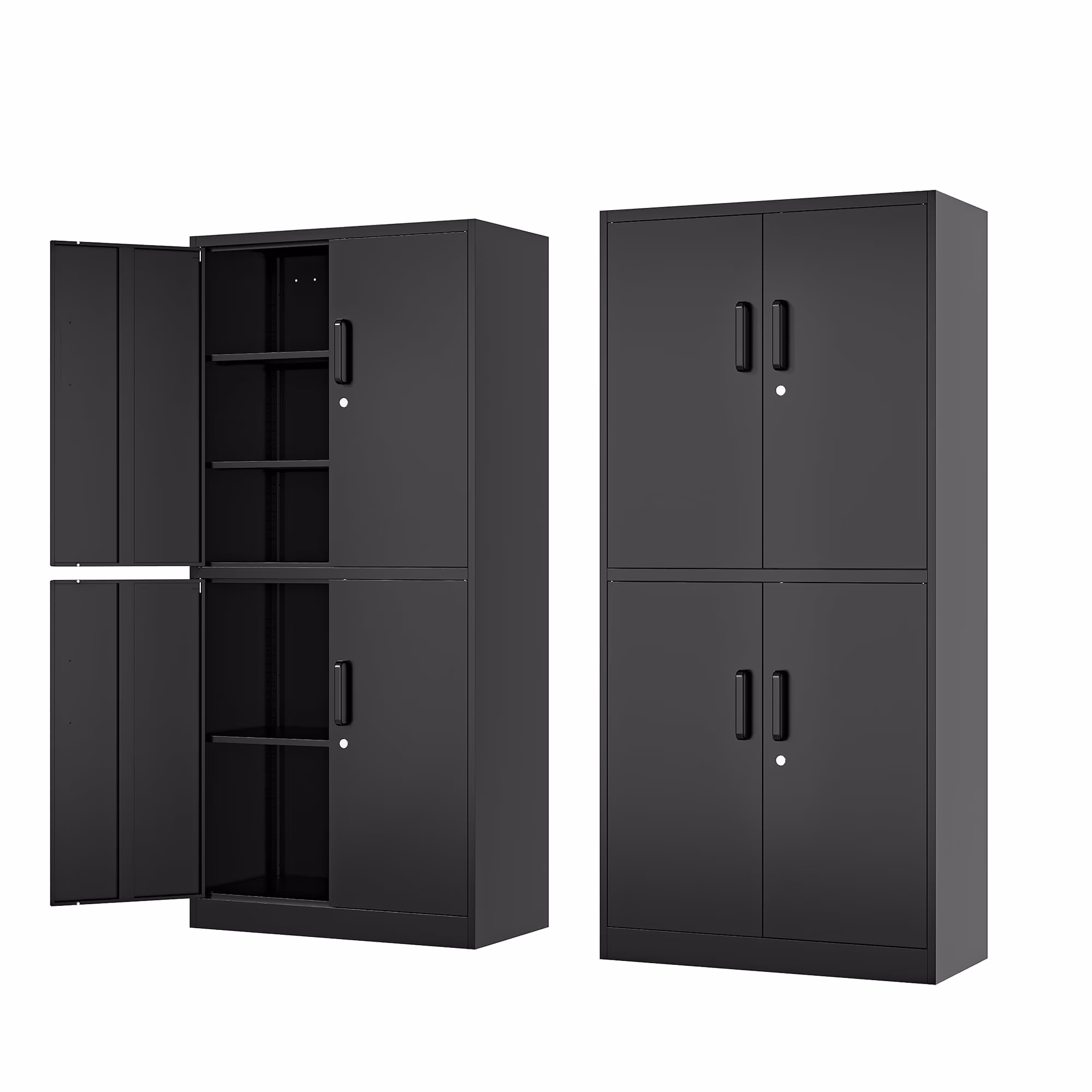 Fesbos Metal Storage Cabinet with 4 Doors and 3 Adjustable Shelves,71" Lockable Garage Tall Steel Lockers,for Home Office,Living Room,Pantry,Gym,Commercial Utility Storage