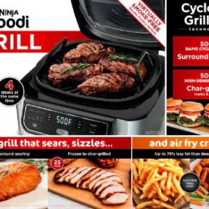 Foodi? 4-in-1 Indoor Grill with 4-Quart Air Fryer, Roast, & Bake, AG300
