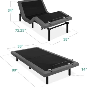 Best Choice Products Ergonomic Twin XL Size Adjustable Bed Frame, Electric Base w/Wireless Remote Control, Nightlight, Massager, 2 USB Ports