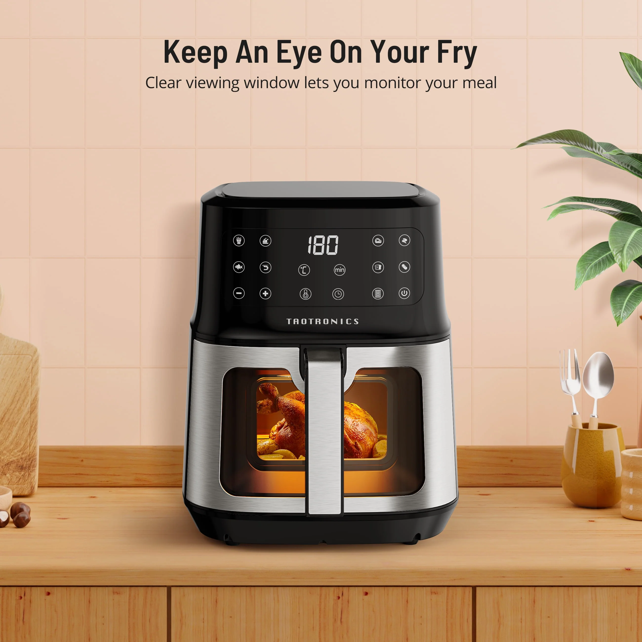 TaoTronics Air Fryer, 8-in-1 Airfryer Oven with Viewing Window Smart Touch 5.3 Quart