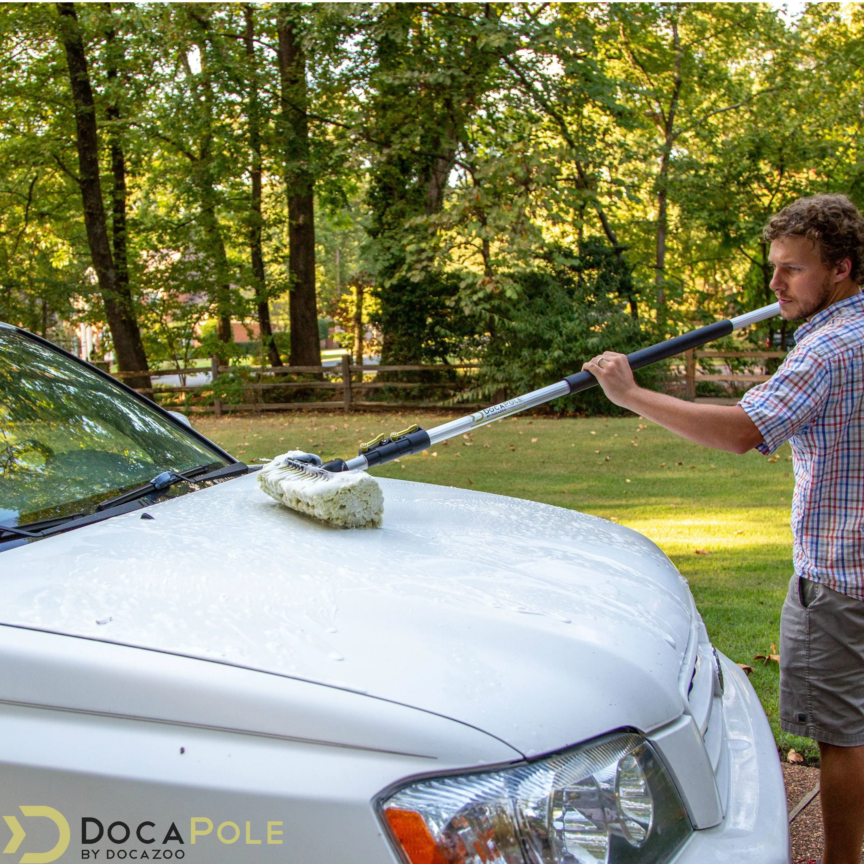 DocaPole Car Cleaning Kit: Car Wash Kit with 5-12-?Extension Pole & Soft Brush, Car Squeegee, Car Wash Mitt (2X), Microfiber Cleaning Head