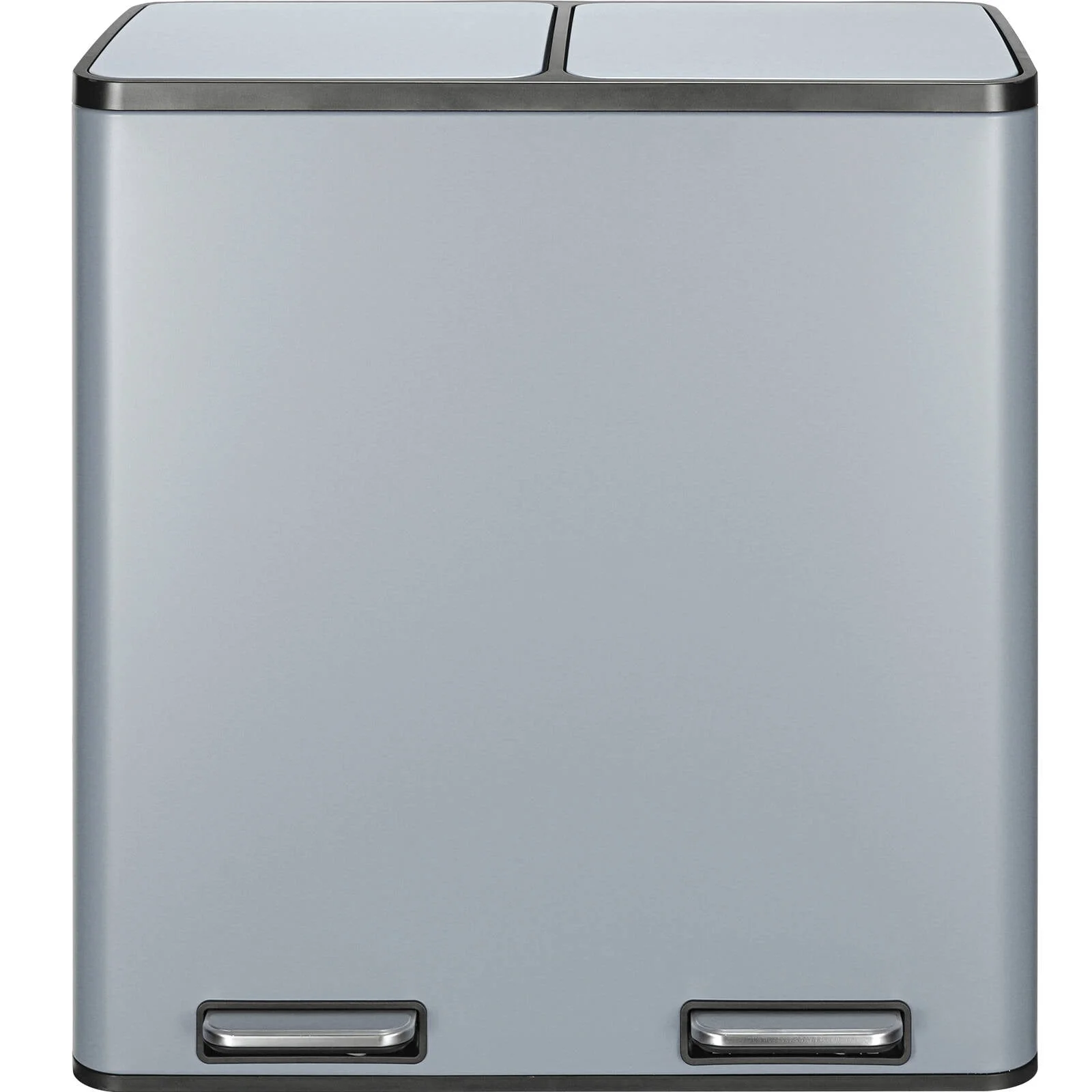 Arlopu 60 L/16 gal Dual Trash Can, Stainless Steel Garbage Can for Kitchen, Recycle Bin with Lid