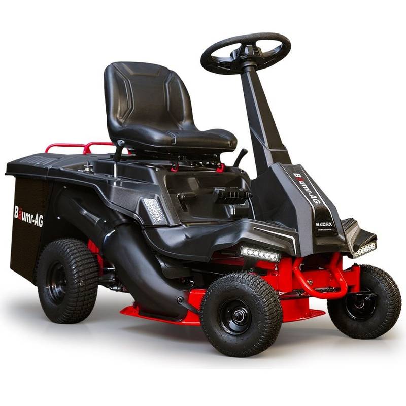 BAUMR-AG 24′′ Ride On Lawn Mower, Lithium Electric Start System, 6HP 224cc, 5 Cut Heights, Catcher and Mulch Kit