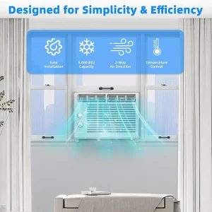 Antarctic Star 12,000 BTU U-Shaped Window Air Conditioner Unit Cools up to 550 Sq.Ft. with 6 Modes 24H Timer, Ultra Quiet Window AC Units