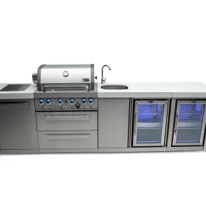 Mont Alpi 400 Grill Deluxe Island with Beverage Center and Fridge Cabinets