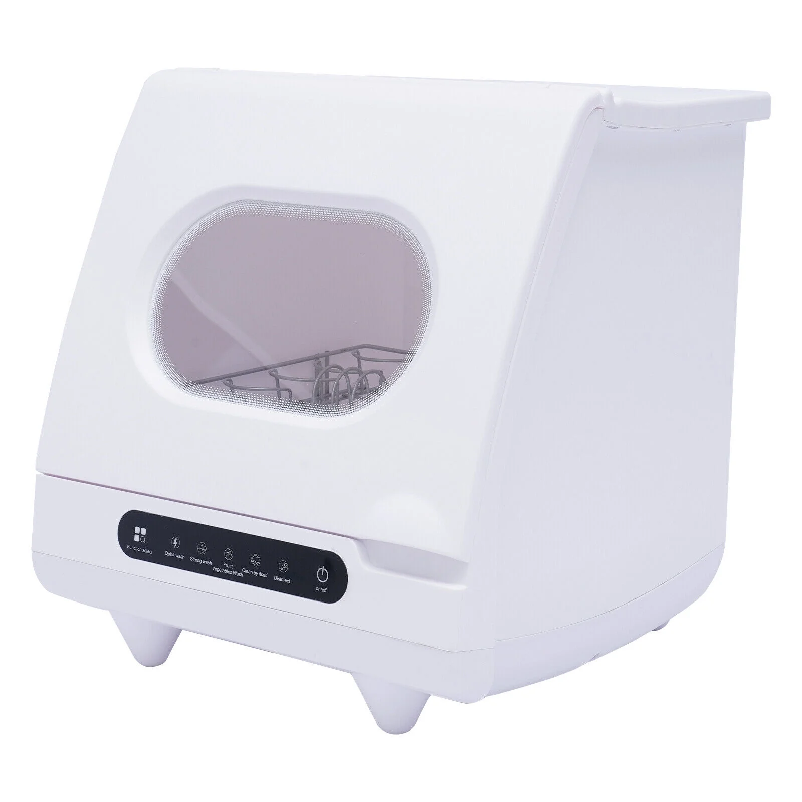 White 800W Dishwasher for Cleaning Vegetables and Fruits 15.6*15.4*16.9in Wash 6 Sets of Tableware at Once