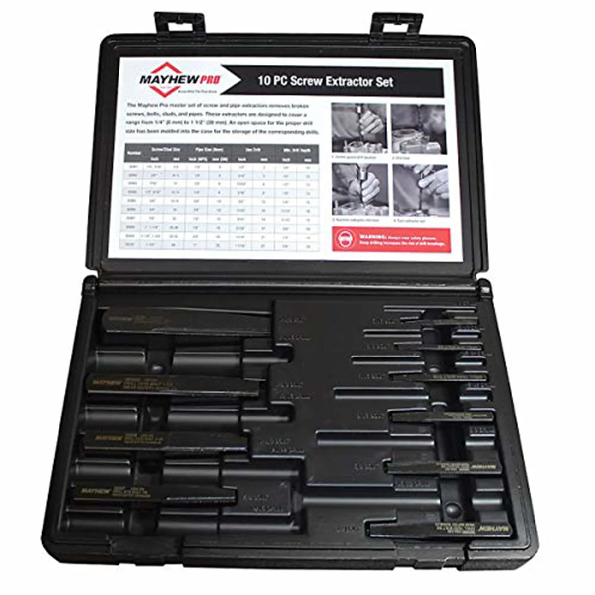 Mayhew Tools 37345 10-Piece Screw & Pipe Extractor Set