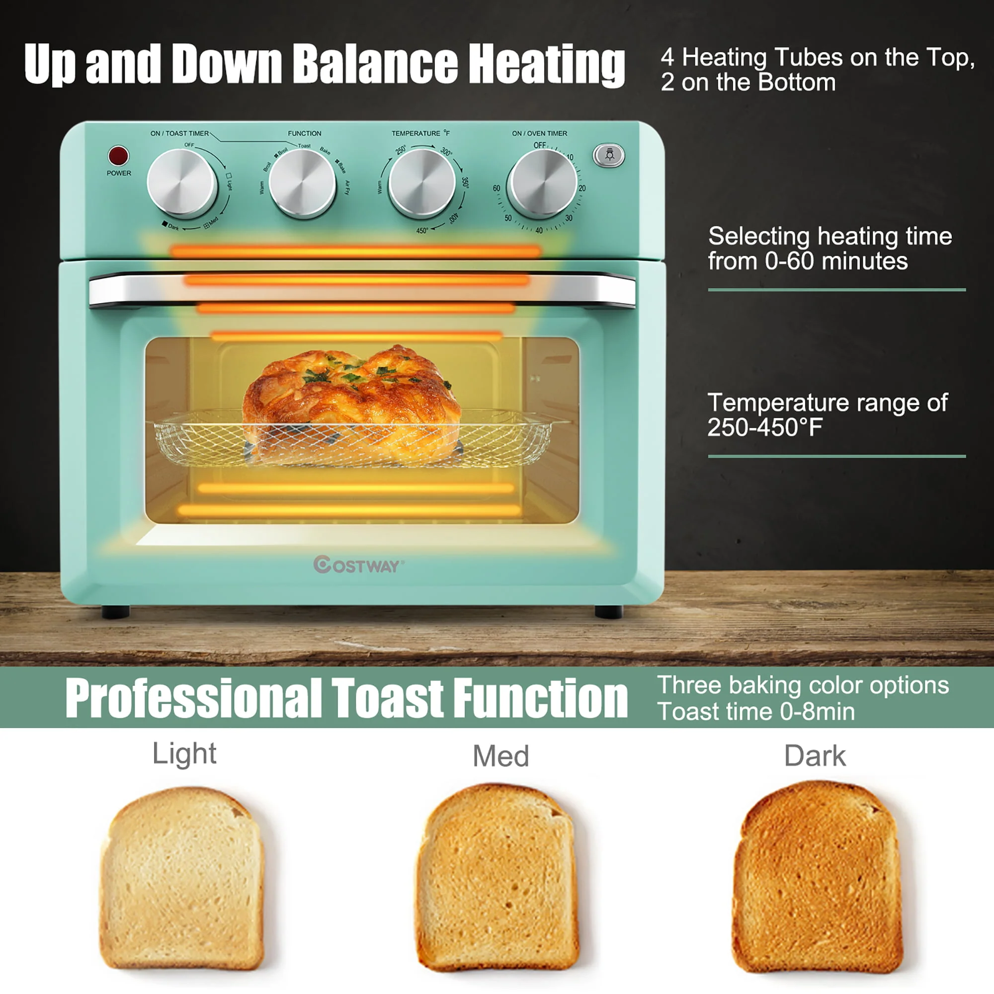 Costway Air Fryer Toaster Oven 19 QT Dehydrate Convection Ovens w/ 5 Accessories