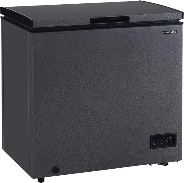 Frigidaire chest freezer (7 cubic feet), granita finish, adjustable thermostat, easy defrost function, removable basket