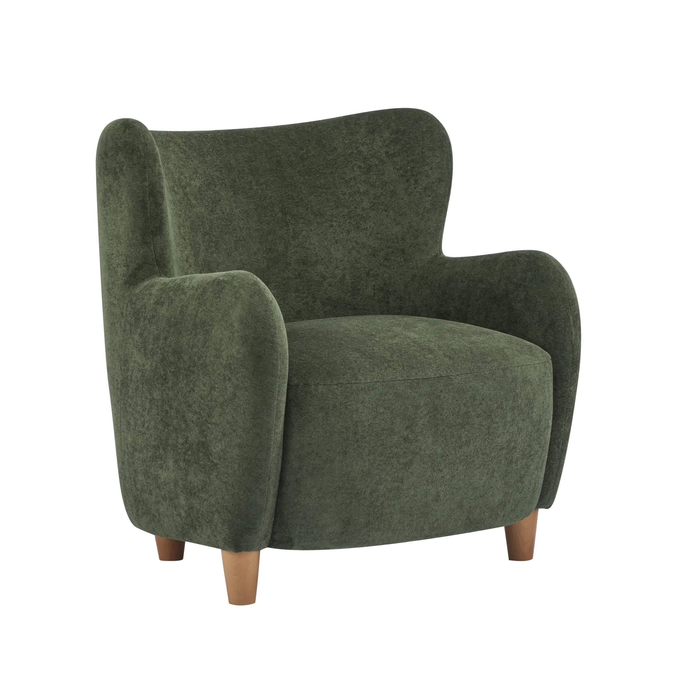 Christopher Knight Home Mid-Century Modern Velvet Wingback Accent Chair with Birch Legs, White