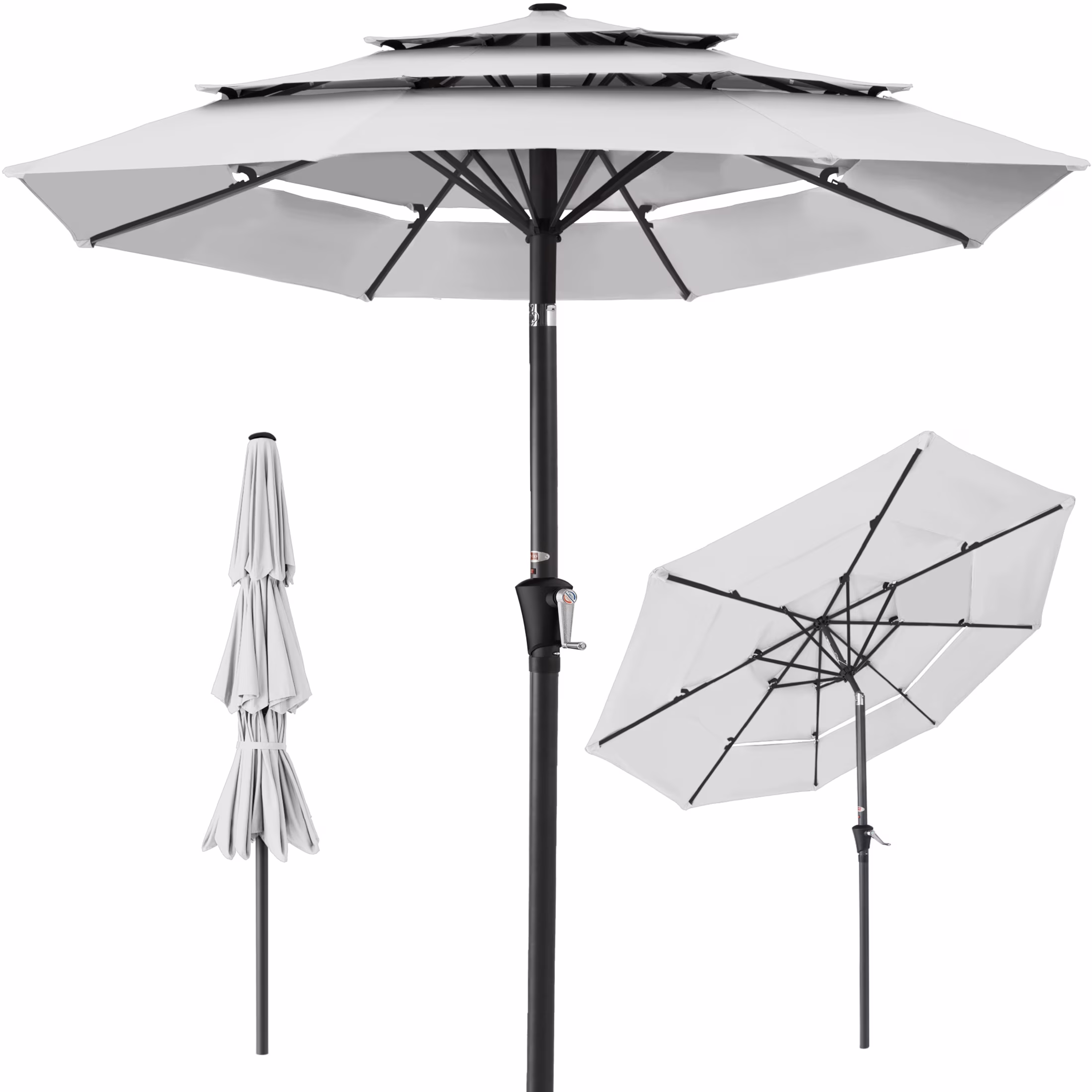 Best Choice Products 10ft 3-Tier Patio Umbrella, Market Sun Shade w/ Tilt Adjustment, Easy Crank - Red