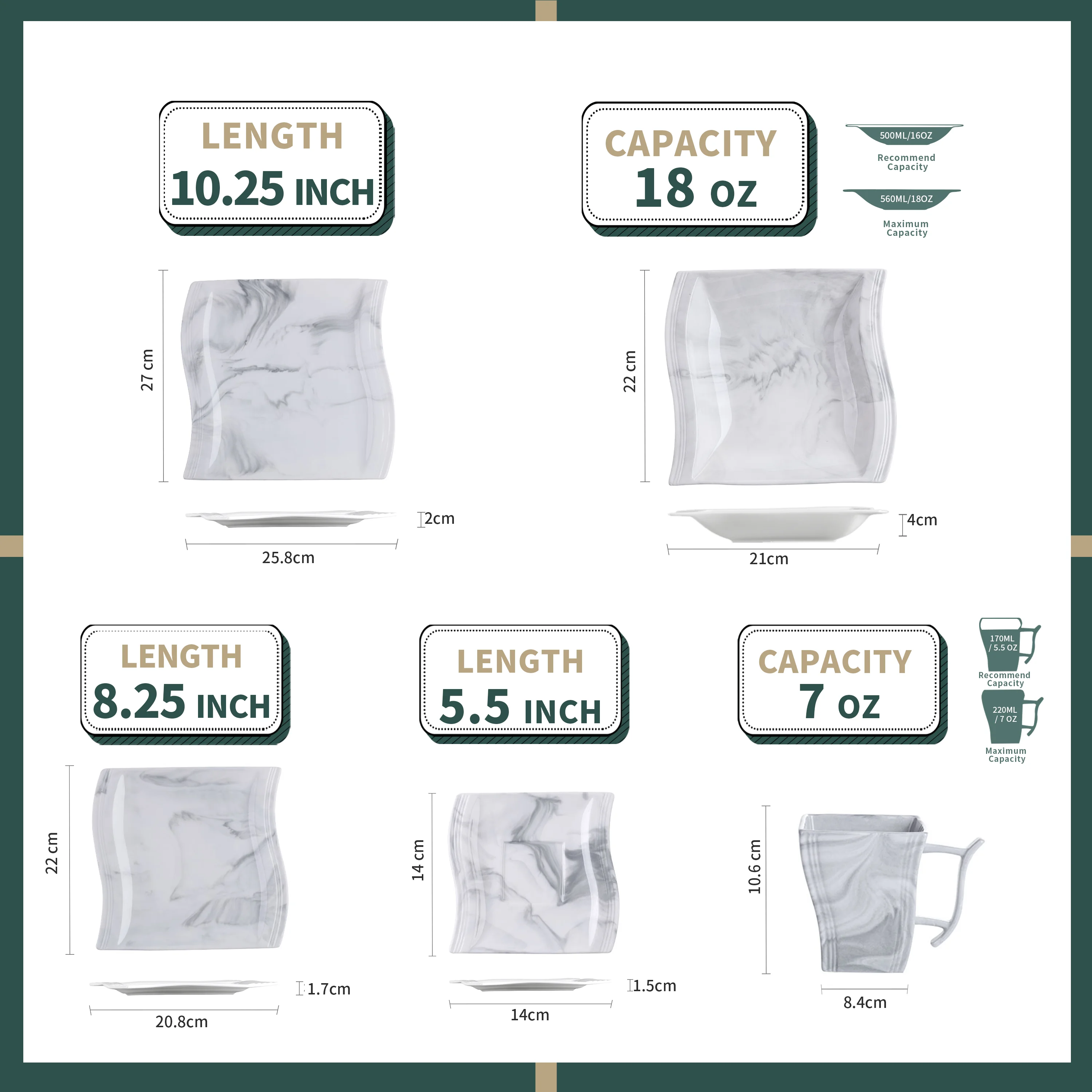 MALACASA Porcelain Tableware Sets, Ivory White, 30-Piece (6 Packs)
