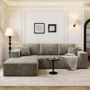 107.5" Cloud Modular Sectional Sofa Couch with L-Shape Chaise,Modern Minimalist Upholstered Couches for Living Room Bedroom,Deep Seat Corner Couch .No Assembly Required (Black,Left Facing Chaise)