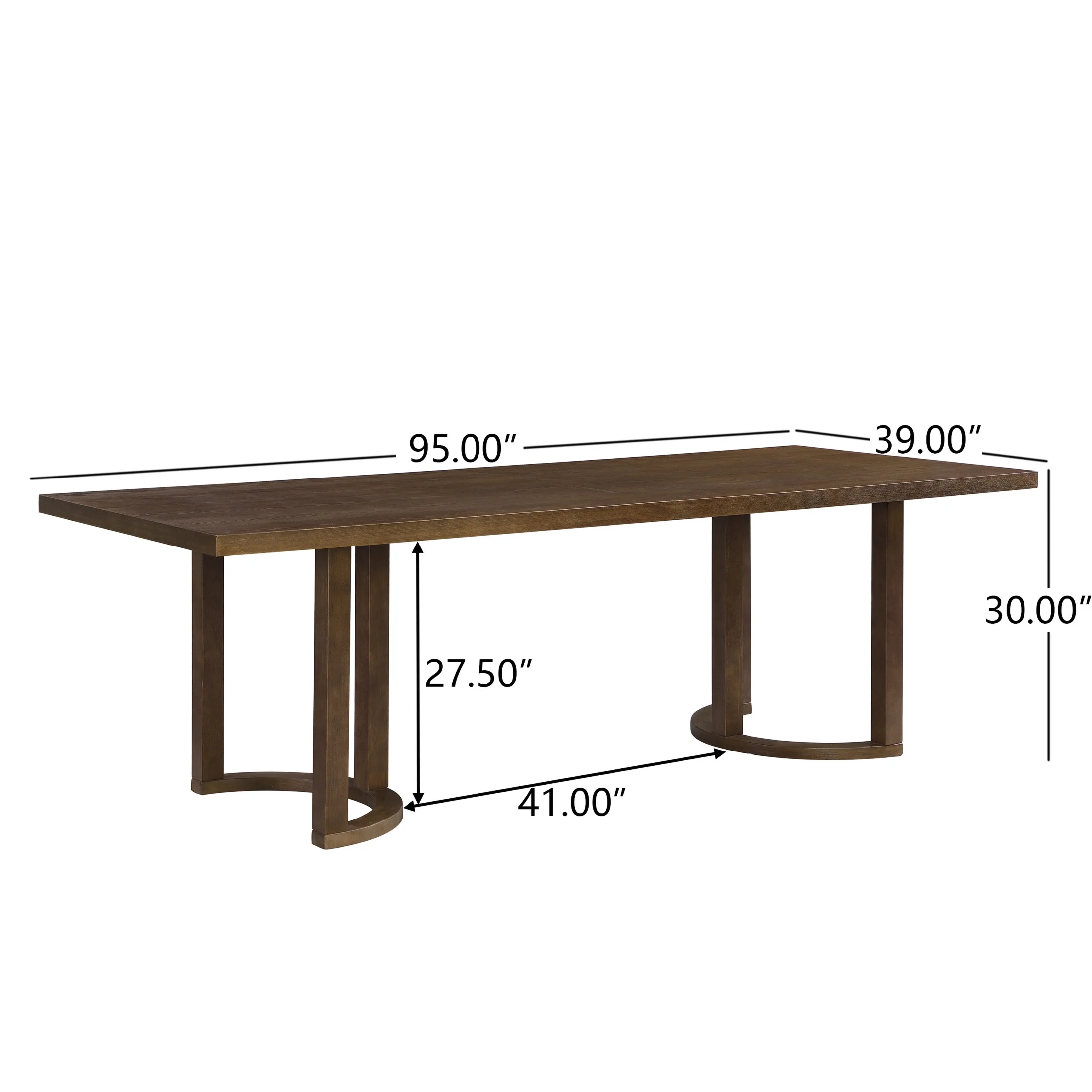 Christopher Knight Home 7-Piece Dining Set with 95" Wood Table, Open-Back Upholstered Armchairs, Walnut+Beige