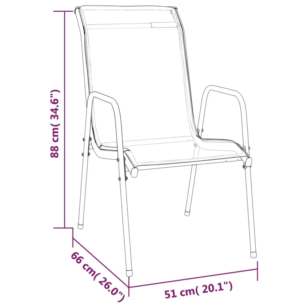 vidaXL Steel Outdoor Waterproof Patio Chairs, Black (Set of 2)