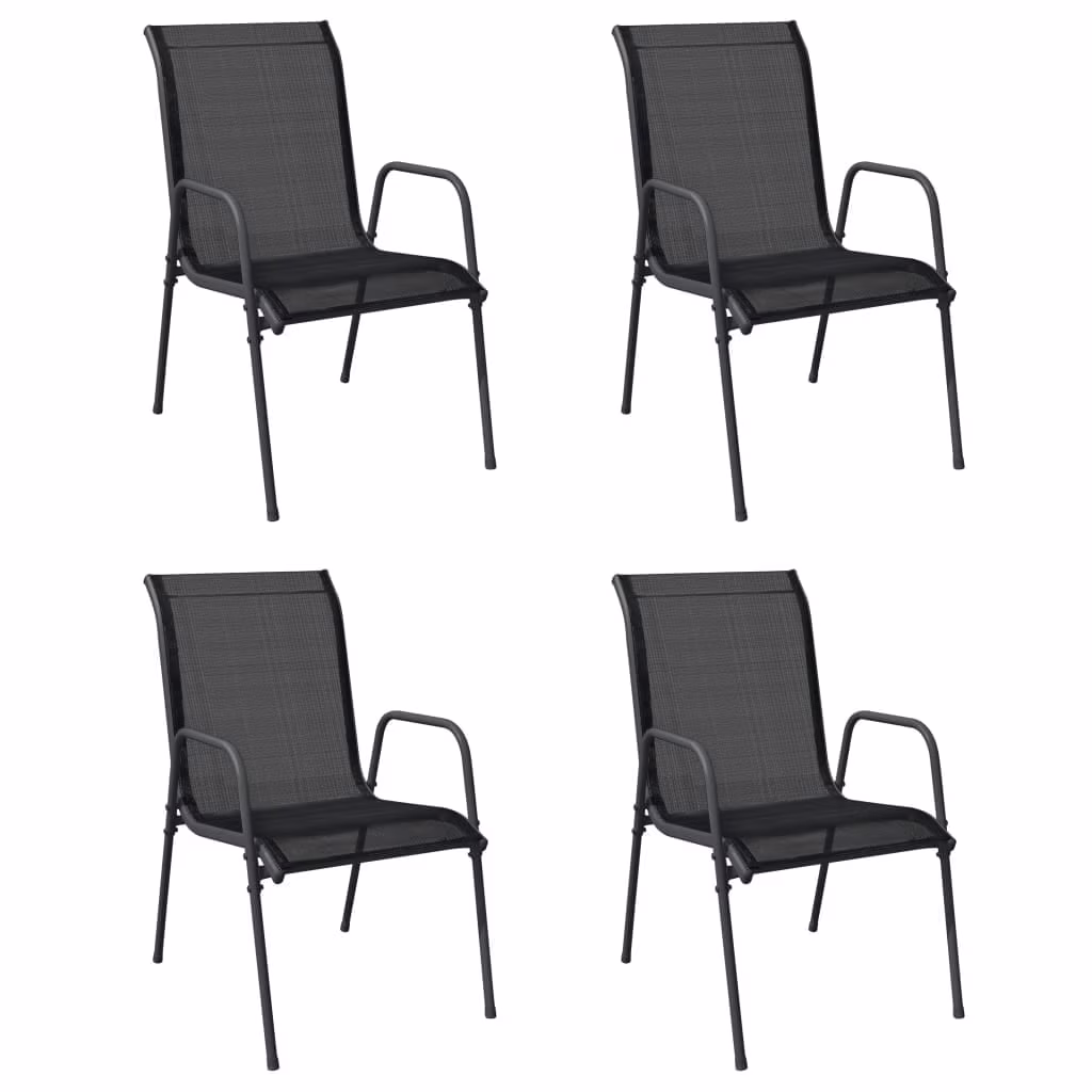 vidaXL Steel Outdoor Waterproof Patio Chairs, Black (Set of 2)