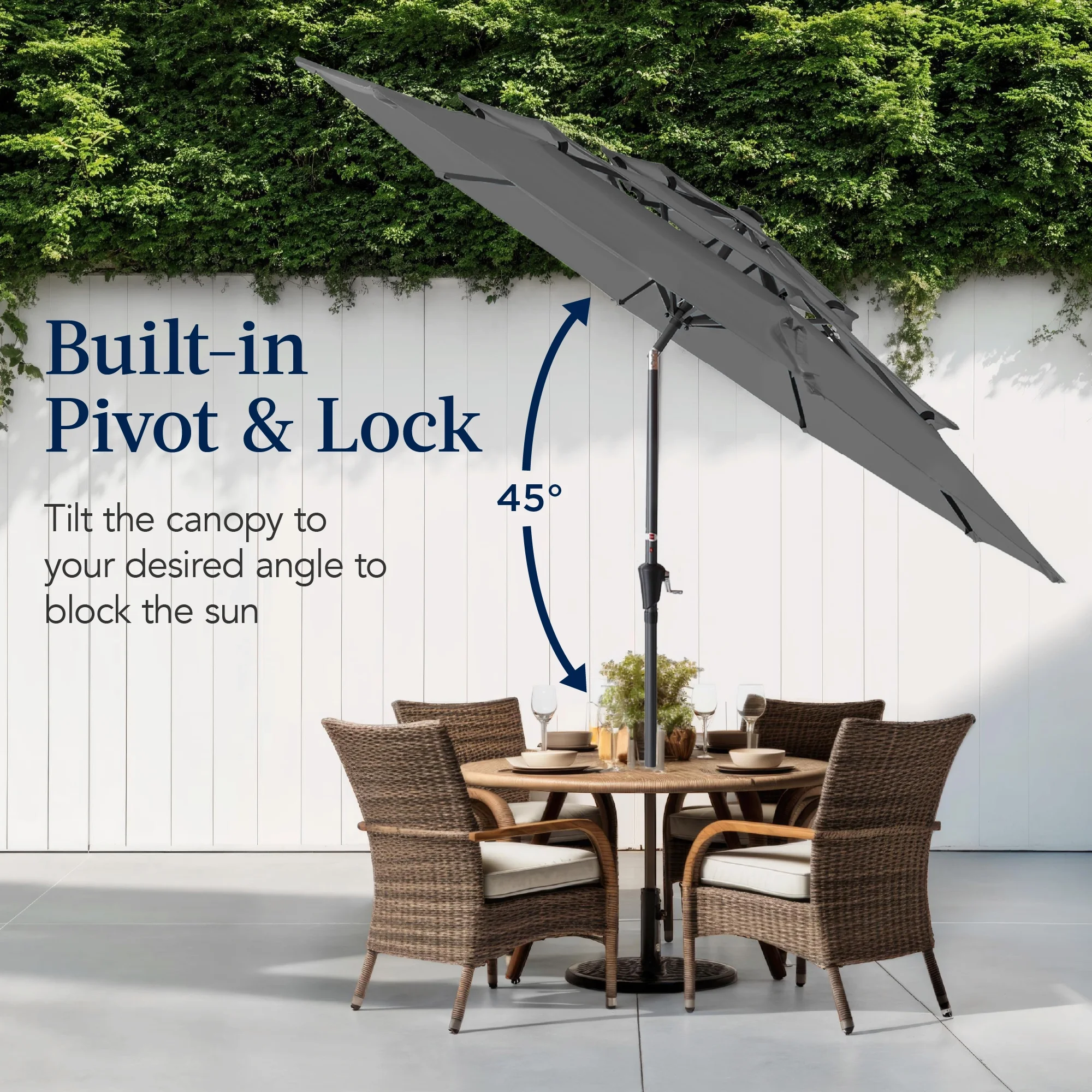 Best Choice Products 10ft 3-Tier Patio Umbrella, Market Sun Shade w/ Tilt Adjustment, Easy Crank - Red