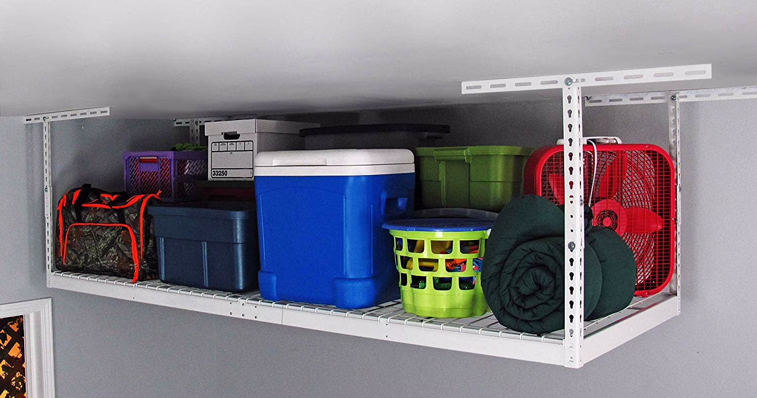 MonsterRax 3' x 8' Overhead Garage Storage Rack Holds 450 Pounds, White