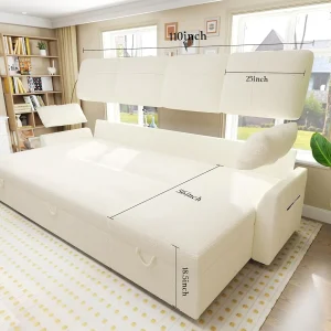 VanAcc Sofa Bed, Sleeper Sofa with Storage Chaise 2 in 1 Pull Out Couch Living Room