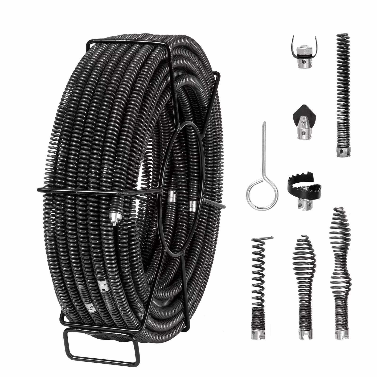 KFFKFF 100FTx5/8In & 7 Cutouts Drain Cleaning Cable for 0.8"-3.9" Pipes