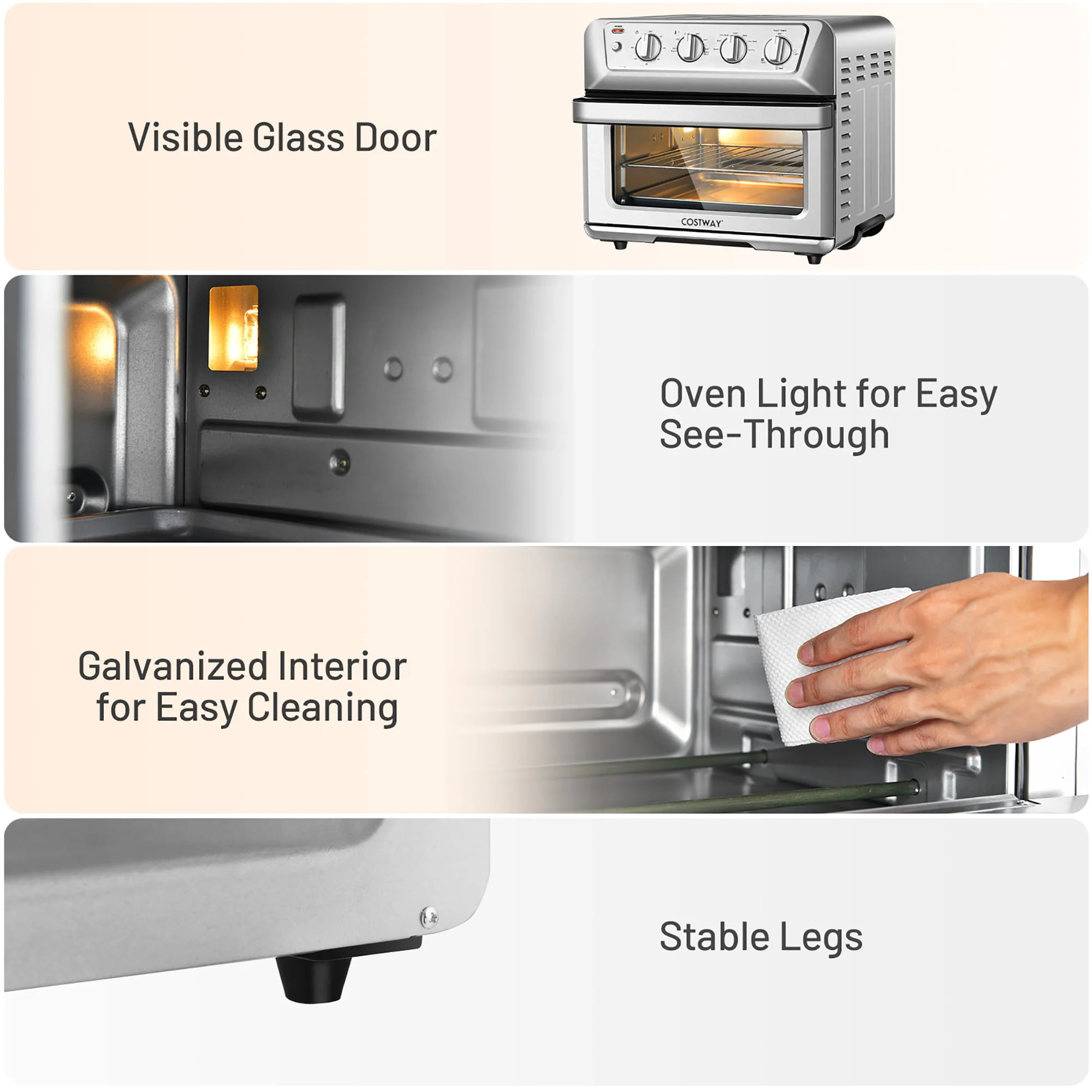 Costway 21.5QT Air Fryer Toaster Oven 1800W Countertop Convection Oven w/ Recipe