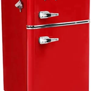 Frigidaire Retro Mini Fridge with Freezer & Side Bottle Opener-Small 2 Door Refrigerator for Office Bar or College Dorm Room-3.1 Cu Ft – 19”"D x 20.5" W x 33.5" H