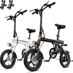 Jasion EB3 Electric Bike Adults 21mph, 500W Peak Motor, 270Wh Battery, Rear Suspension, 3 Levels Assist, 14′′ Folding Ebike for Adults and Teens, Complies to UL2849