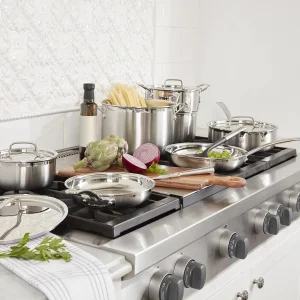 MultiClad Pro Stainless-Steel Cookware 13-Piece Cookware Set, Silver