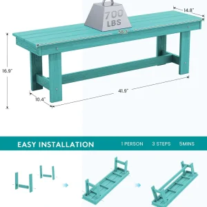 SERWALL 7-Piece Patio Table Set, Outdoor HDPE Dining Furniture with Umbrella Hole, All Weather Table and Chairs for Lawn, Garden, Poolside, Aruba
