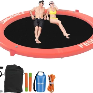 Inflatable Dock Floating Platform 8ft Inflatable Water Hammock Floating Deck for Lake W/Cupholder Round Floating Ring Float Ring Pool Float Raft Lounger Island Platform Pad