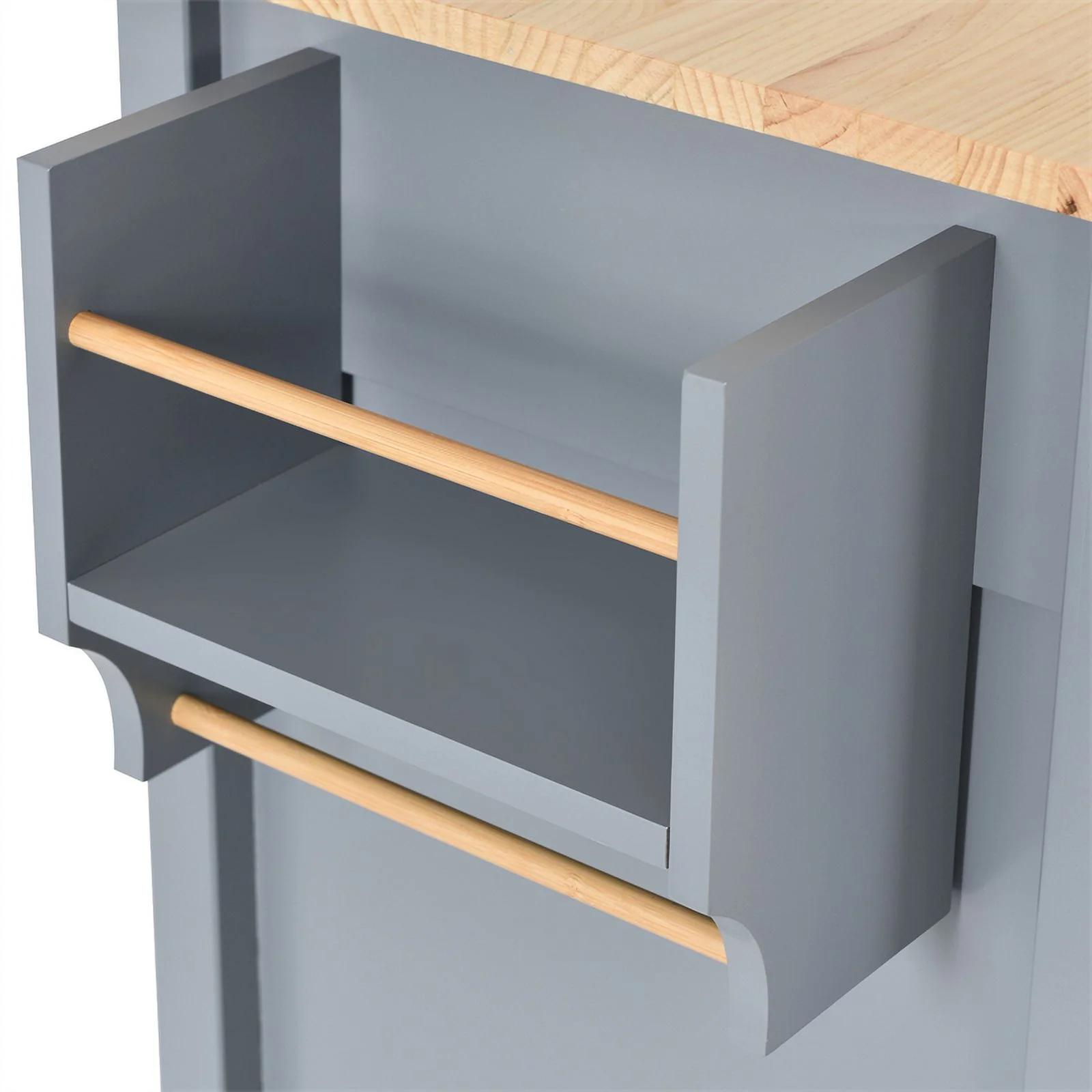 Kitchen Storage Islands&Carts with Solid Wood Top and Locking Wheels, Kitchen Island Cart with 4 Door Cabinet and Two Drawers, Kitchen Cabinets for Kitchen and Dining Room, Green