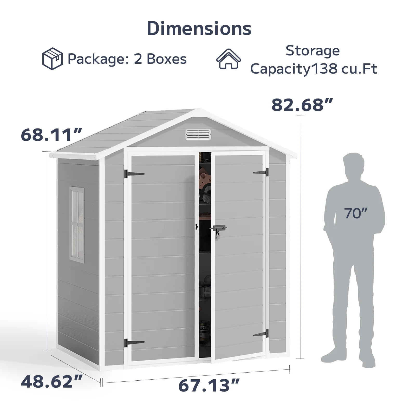 Asofer 6x4 FT Resin Storage Shed, Plastic Outdoor Shed with Floor-Side Window, Lockable Door for Backyard, Garden, Patio, Gray