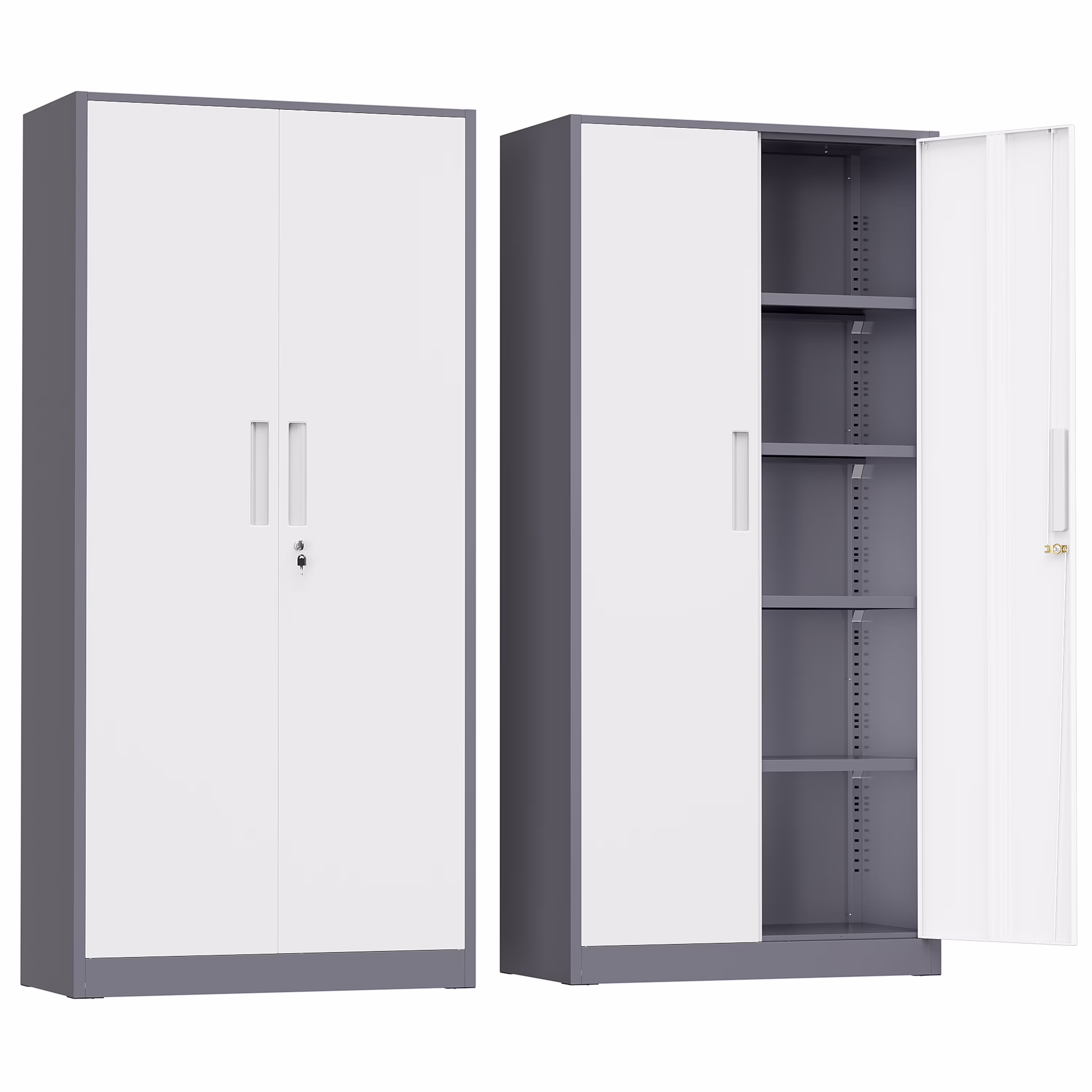 SUNCROWN 71 In Metal Storage Garage Cabinets with Locking Doors and Adjustable Shelves, Steel Storage Cabinet for Garage, Office, Classroom, Assemble Required(Black)