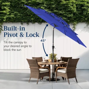 Best Choice Products 10ft 3-Tier Patio Umbrella, Market Sun Shade w/ Tilt Adjustment, Easy Crank - Red