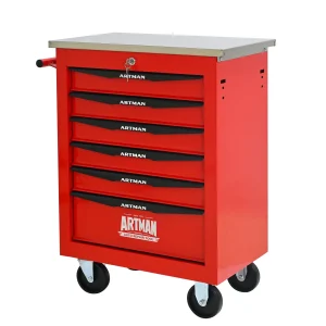 Tool Cabinets 4 Drawers Multifunctional Tool Cart with Wheels,Metal Rolling Tool Cart Storage for Garage Workshop Warehouse Repair Shop--With Stainless Steel Roof- Red&Black,Garage Tool Cabinets
