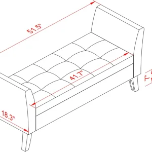 Furniliving Modern Storage Ottoman Bench, Sherpa Ottoman End of Bed Bench with Solid Wood Legs Upholstered Ottoman Benches with Storage Indoor Bench for Living Room with Rolled Arm, Entryway, White