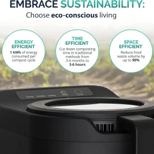 Electric Kitchen Composter 2.5L – Odorless Countertop Bin with Clear-View Lid, Smart Food Waste Disposal