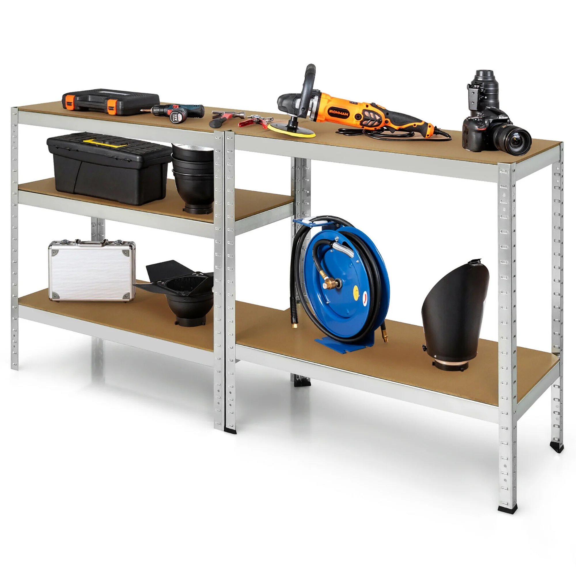 Costway 72'' Heavy Duty Steel 5 Level Garage Shelf Storage Adjustable Shelves Silver