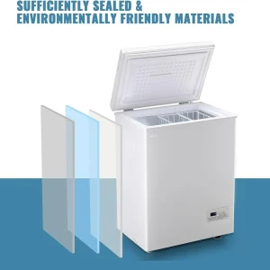 Chest Freezer 5.0Cubic Feet Deep Freezer Freestanding Freezers with 2 Removable Stainless Steel Basket, Mini Freezer Top Open Door Compact Freezer with Electronic Control 41℉ to -15℉BLACK