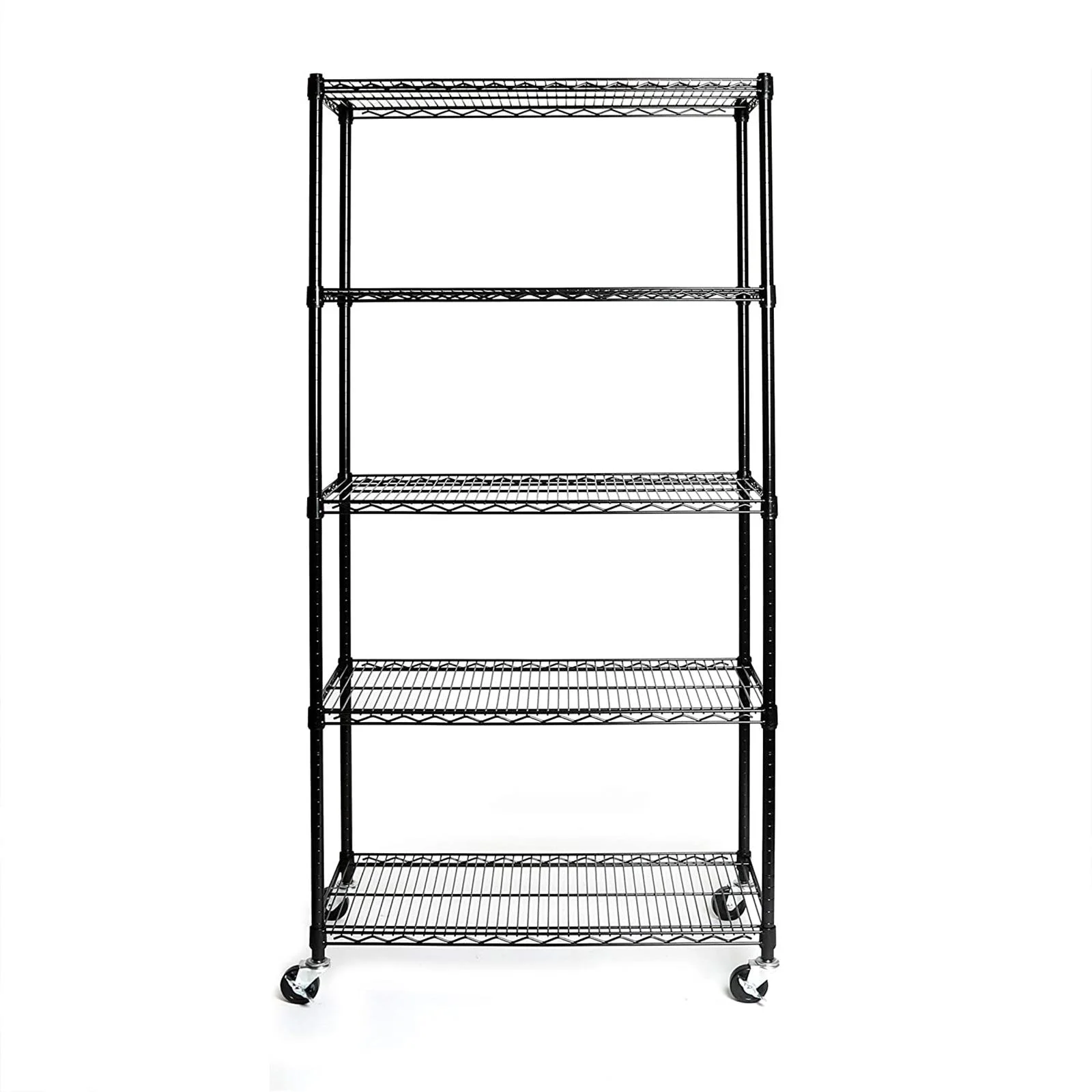 Ktaxon 4 Tier Wire Shelving with Wheels, 46"W x 17.7"D x 65"H Multifunctional Storage Rack Metal Garage Shelves Organizer, Capacity for 800lbs, Black