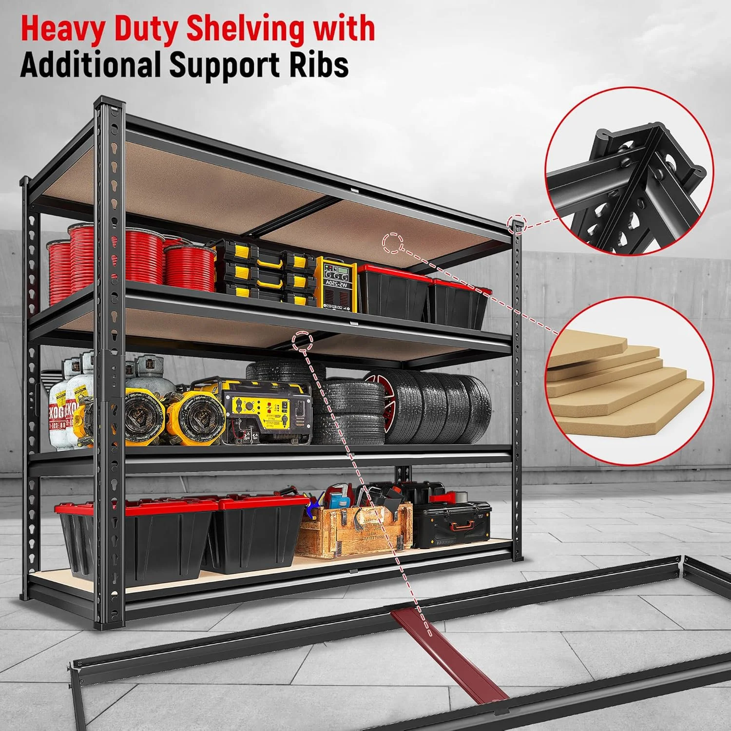 HXYHJ 40" W Garage Shelving Heavy Duty 2000LBS Storage Shelves Heavy Duty Adjustable Metal Shelves 4 Tier Metal Shelving for Closet Pantry, 40" W*20''D*60''H