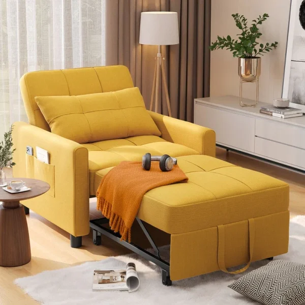 3-in-1 Adjustable Sleeper Sofa Bed, Pull Out Chair Sofa, Convertible Folding Bed for Living Room