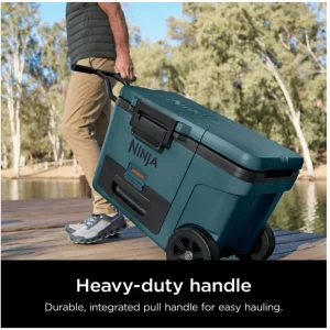 Ninja | Cooler | FrostVault 45QT Cooler with Wheels | Insulated with Temp Dry Storage Drawer | Keeps Ice Cold for Days | for The Beach, Camping, Picnics & More | Ocean Blue | FB245AOB