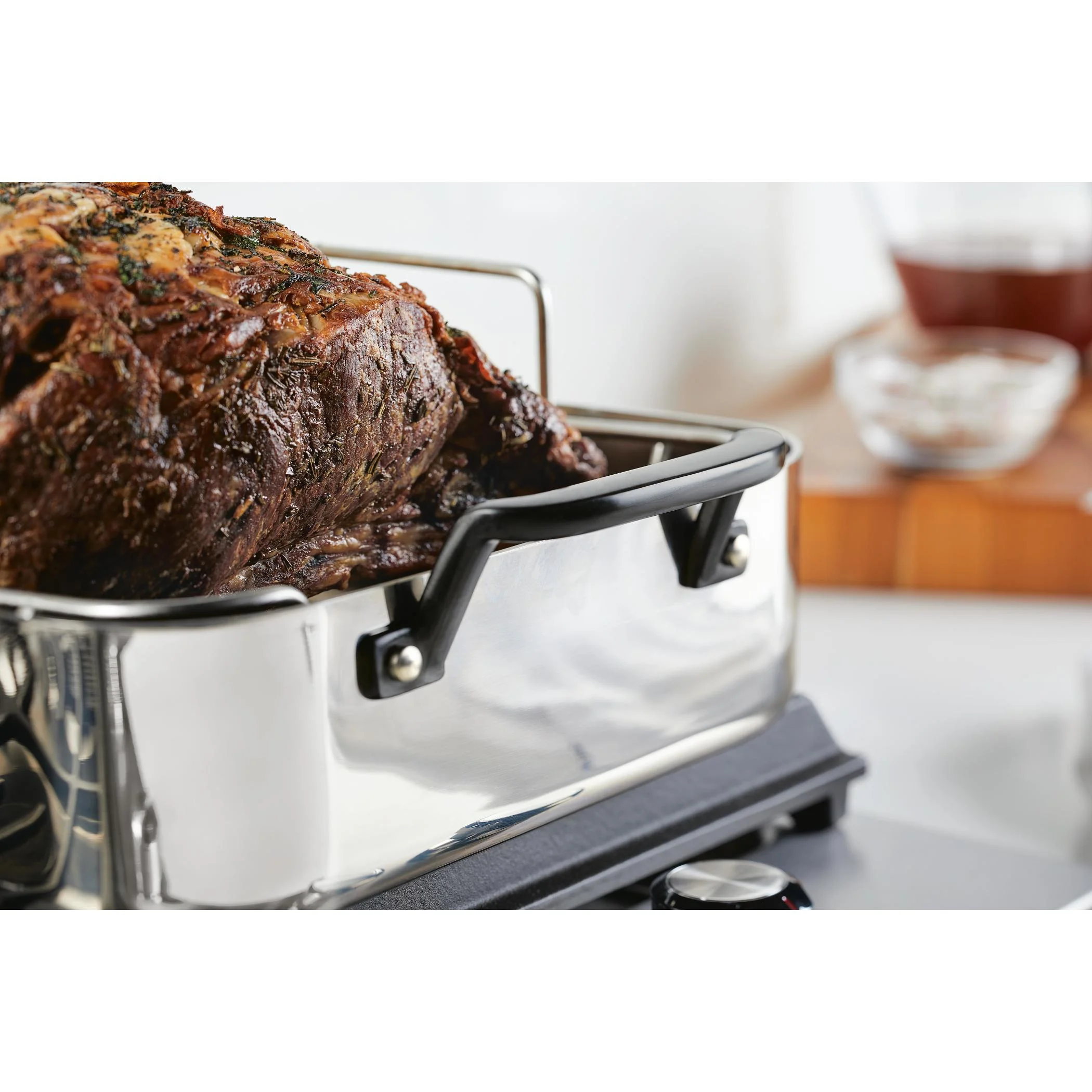 KitchenAid 5-Ply Clad 15x11.5 Inch Stainless Steel Roaster with Removable Rack, Induction Compatible, Metal Utensil, Broiler and Oven Safe to 500-F, Polished Stainless Steel