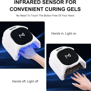 Professional Hybrid 86W Wireless Rechargeable UV LED Nail Curing Lamp Cordless Nail Dryer for Gel Nails, Manicure, Pedicure (Black)