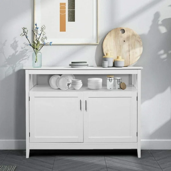 Ktaxon Kitchen Storage Sideboard Dining Buffet Server Cabinet Cupboard, Free Standing Storage Chest Cabinets and Shelf,White