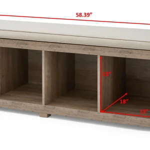 Better Homes & Gardens 4-Cube Shoe Storage 58.39" Bench, Weathered