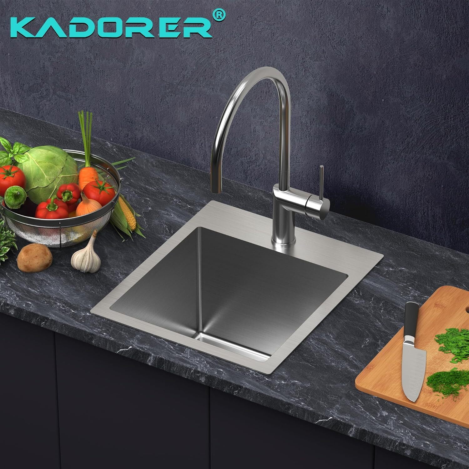 13 x 15 Inch Drop In Bar Sink, Small Kitchen Sink Single Bowl Topmount Bar Prep Sink 18 Gauge Stainless Steel Bar Sink with Basket Strainer